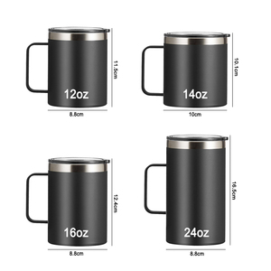 定制标志12盎司14盎司16盎司24盎司不锈钢绝缘咖啡杯带手柄双壁真空旅行杯带盖 - Product Image 2