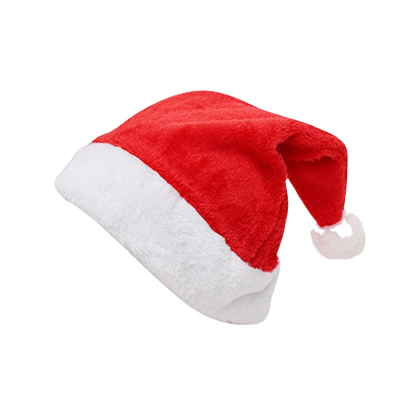 Promotional Custom Logo Christmas Hats Thick Kid Adult Size Soft Plush Silvery Gold Promotional Gift Christmas Hat with logo