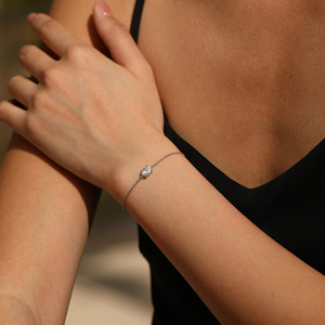 S925 Silver Chain <b>Bracelet</b> With Round Diamond Claw Setting Minimalist Everyday Wear Unisex Jewelry - Product Image 3