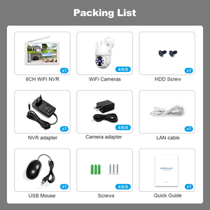 2MP nvs009 + 4 * ipc059 không dây 4CH 8CH NVR Kit thông minh máy ảnh thông minh Màn hình Màn hình ngoài trời wifi an ninh tầm nhìn ban đêm CMOS - Product Image 6
