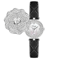 Scottie 9559B Montres à Quartz pour Femmes Étanche Moissanite Diamant Fleur Cadran Personnalisé Bracelet en Cuir 9mm Citizen Fashion