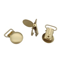Vente en gros de clips à bretelles métalliques ronds de 15 mm et 20 mm, couleur or mat, clip pour sucette personnalisé pour bébé