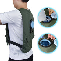 Gilet de refroidissement à circulation d'eau avec contrôle numérique, ventilateur 3 vitesses, hygrostat réglable et faible bruit pour usage extérieur, alimenté par USB