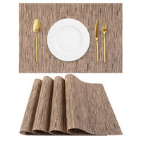 Sets de table tissés en PVC personnalisés, écologiques, résistants à la chaleur et antidérapants pour la maison, la cuisine et la salle à manger, lot de 4, avec logo personnalisé