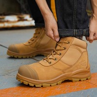 Chaussures de sécurité de travail pour hommes en cuir nubuck confortable anti-perforation L602-1 avec fermeture éclair latérale, jaune, Australie