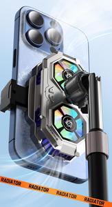 Enfriador de teléfono recargable con ventilador dual <span class=keywords><strong>LED</strong></span> FS06, refrigeración más fuerte de larga duración, juegos de refrigeración por aire para transmisión en vivo con soporte para teléfono - Product Image 6