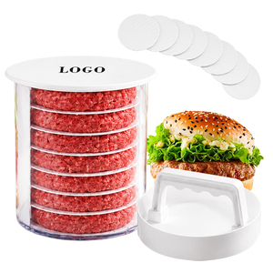 Ensemble de presses à hamburgers empilables, boîte à galettes de hamburgers multicouche, revêtement blanc, presse à hamburgers avec conteneur de stockage au congélateur - Product Image 1
