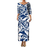 Nouvelle robe de haute qualité personnalisée Pacific Island Art Design col en V profond demi-manches Elei Tribal été grande taille femmes tenue décontractée