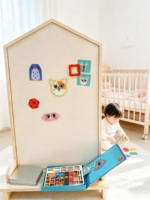 Tableau magnétique en bois rose pour enfants, personnalisable, avec aimants animaux offerts, accessoires cadeaux