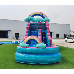 Structure gonflable commerciale pour jardin, avec <span class=keywords><strong>toboggan</strong></span> aquatique tropical, château sauteur et <span class=keywords><strong>piscine</strong></span>, thème Macarons et Marbre - Product Image 6