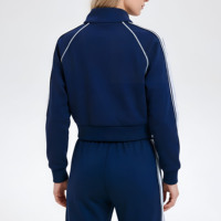 Veste de sport décontractée respirante à col montant et fermeture éclair, avec logo personnalisé et blocs de couleur, idéale pour le yoga en hiver