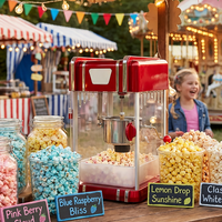 Machine à popcorn Red Kettle avec système de agitation, 10 tasses par lot, 300W, cuillère doseuse incluse