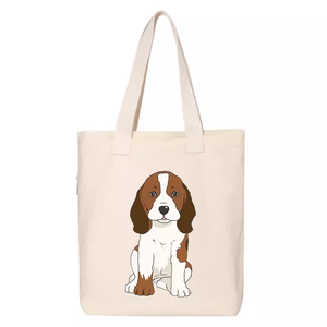 กระเป๋าผ้าแคนวาสลายทางพิมพ์ลายสุนัขกระเป๋าหัตถกรรมทำจากผ้าฝ้าย - Product Image 1