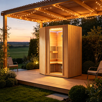 Sauna de Luxe en Cèdre Rouge pour Intérieur et Extérieur, Sauna à Vapeur Sèche à Lumière Rouge pour la Maison et le Jardin