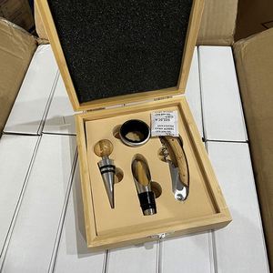 Customized Logo 4pcs Tools <b>Wine</b> Corkscrew Bamboo Gift Box Set with Bamboo <b>Wine</b> Opener and <b>Stopper</b> - Product Image 3