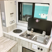 Évier RV en acier inoxydable SUS304 argenté, cuisinière à gaz à allumage électrique à un brûleur 1,8 kW, légère et luxueuse pour caravane, camping-car, bateau