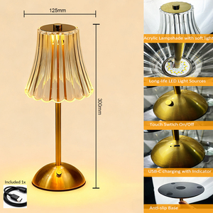 Lampe de table LED Senya-Pro Crystal en tissu, réglable, 3 températures de couleur et <span class=keywords><strong>veilleuse</strong></span> à intensité variable pour table, mariage, restaurant - Product Image 2