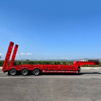 Semi-remorque à plateau surbaissé pour le transport de machines lourdes, 3 essieux, 50 tonnes, semi-remorque à plateau surbaissé en acier, semi-remorque à plateau surbaissé robuste