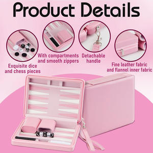 Jeu <span class=keywords><strong>de</strong></span> backgammon <span class=keywords><strong>de</strong></span> voyage <span class=keywords><strong>de</strong></span> <span class=keywords><strong>couleur</strong></span> rose, jeux <span class=keywords><strong>de</strong></span> société, backgammon portable, étui en similicuir, jetons magnétiques, jeu <span class=keywords><strong>de</strong></span> stratégie classique - Product Image 3