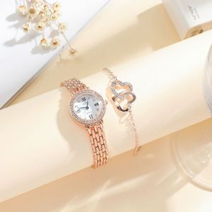 Nouvel ensemble de montres pour femmes, montre-bracelet à quartz de luxe incrustée de diamants, bracelet en acier inoxydable tendance, ensemble de bijoux élégants pour femmes - Product Image 3