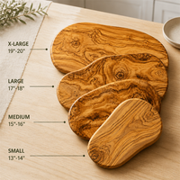 Tabla de Quesos de Madera de Olivo con Forma Orgánica para Charcutería, Frutas, Galletas, Uso en Cocina y Decoración del Hogar