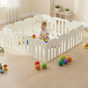 Corralito moderno de forma ajustable para bebés con ventosas antideslizantes Diseño plegable de bloqueo de seguridad para uso escolar y doméstico - Product Image 1