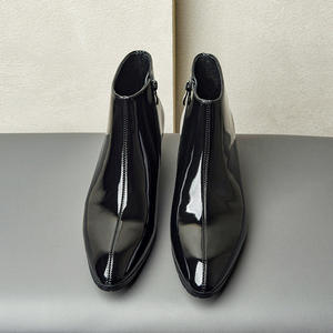 Botas de Tobillo Minimalistas para Hombre 2026, con Punta Puntiaguda, Brillantes, de Cuero Genuino, con Cierre Lateral y Tacón Alto, para Dropshipping - Product Image 2