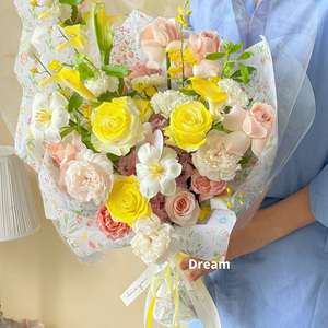 Papel de pera de nieve, papel suave para niñas, papel con diseño de flores pequeñas y frescas, papel de forro para ramos de flores, papel de fondo para cajas de regalo, papel de relleno. - Product Image 1