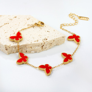 <b>Butterfly</b> Element Stainless Steel Bracelet For Women Fashionable Elegant Simple Design <b>Light</b> Luxury Style Jewelry Accessory - Product Image 4