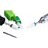 Kit de fraises à ongles en plastique, tête plate en céramique, durable, pour ongles en acrylique et gel, fraises rotatives professionnelles, pour manucure électrique, à grain grossier