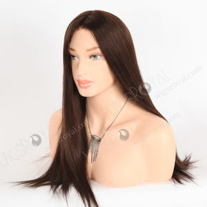 Livraison rapide Stock brun foncé doux cheveux humains aspect naturel Transparent HD avant de lacet sans colle 20 pouces longue perruque <span class=keywords><strong>brune</strong></span> - Product Image 1