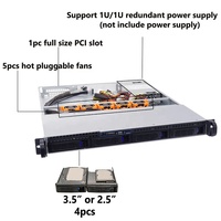 Boîtier/châssis de serveur NAS 1U pour montage en rack avec 4 baies de disques SATA/SAS remplaçables à chaud, connecteur MiniSAS/SATA