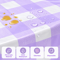 Nappe jetable imperméable en PEVA à motif quadrillé violet Xin Shu, 152*213cm, 4 motifs assortis pour mariage, fête, hôtel