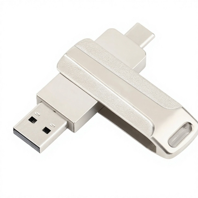 Wholesale Rotatable Metal USB2.0/3.0 2 in 1 Dual Port Type-C Flash Drive 32GB 64GB Large Capacity for Phone and Computer