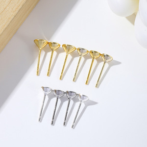 Sterling Silver Jewelry Needle Tip Cup <b>Earring</b> Findings Hollow Setting Triangle Shape For <b>Earring</b> Making A6 Accessories - Product Image 2