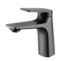Mitigeur de lavabo monotrou en cuivre brossé couleur canon de fusil, à profil bas, eau chaude/froide, avec cartouche céramique