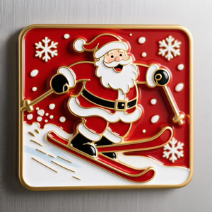 Aimants de réfrigérateur magnétiques décoratifs de Noël Art Déco créatifs en métal, de forme rectangulaire et de taille moyenne, pour cadeaux de fêtes - Product Image 1