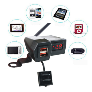 12V 3.1A QC3.0 sạc nhanh HP Điện thoại di động tay lái phía sau gương gắn cổng kép USB ổ cắm xe máy sạc với Vôn kế - Product Image 6