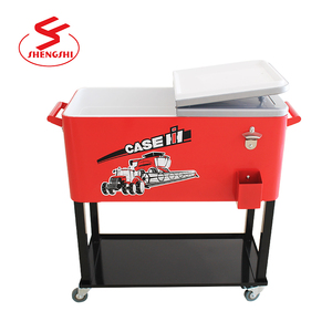 Glacière à glace de patio en métal 80QT, chariot à boissons, boîte <span class=keywords><strong>sur</strong></span> roulettes - Product Image 3