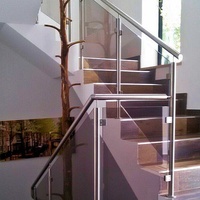 Balustrade moderne en acier inoxydable avec verre dépoli sans cadre et pinces, pour verre de 8 à 12 mm, pour escalier, balcon, intérieur et extérieur
