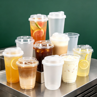 Gobelets en plastique de haute qualité pour boissons froides, 92 mm, avec logo, 12 oz, 14 oz, 16 oz, gobelets jetables transparents en PET, gobelets à café glacé, matcha pour boissons