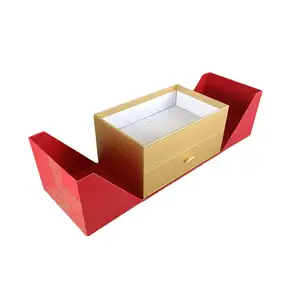 2023 Hot Design Dual Side Open Type Reserved Rigid Packaging Gift Box With Drawer For Food Necklace And Rings