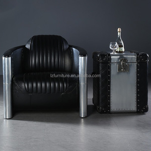 Sillón de Aviador de Cuero Genuino Vintage a Precio de Fábrica al por Mayor, Inspirado en la Aviación, para Vestíbulo de Hotel, Hecho de Madera y Metal - Product Image 3