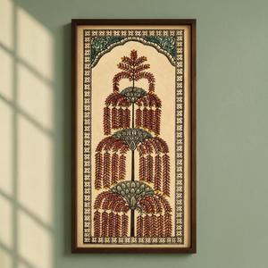 Peinture sur rouleau en bois Pattachitra traditionnelle indienne, forme rectangulaire, décoration suspendue faite à la main pour salon intérieur - Product Image 4