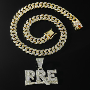 Collar de Moda con Colgante de Letra para Hombre, Diseño Hecho a Mano, Chapado en Oro y Plata, Estilo Hip Hop, Venta al por Mayor - Product Image 1