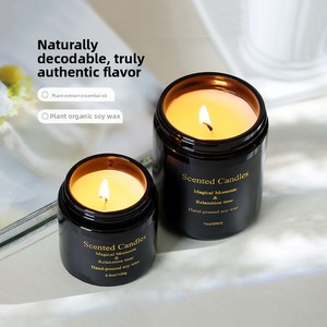 Bougie d'aromathérapie cylindrique noire en cire de soja, sans fumée, pour plantes d'intérieur, cadeau de niche, pour les fêtes de Diwali, luxueuse - Product Image 1