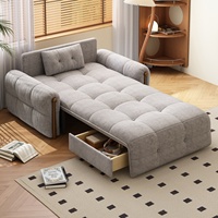 Canapé-lit électrique pliable et rétractable intelligent à commande vocale 2-en-1 en chenille avec un design minimaliste moderne et un cadre en métal