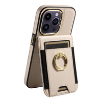Fentes pour cartes multifonctions portefeuille en cuir PU couverture arrière étui de téléphone pour iphone 15 pro avec porte-anneau étui pour iphone 15 pro max
