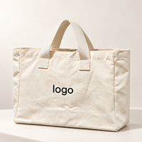 Tas Belanja Kanvas Logo Kustom Pemilik Merek Kebugaran, Warna Ivory dengan Pegangan Panjang dan Gusset Samping untuk Merchandise Peluncuran Merek