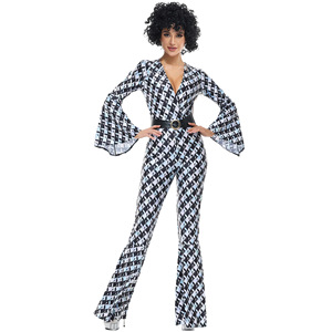 Disfraz Retro de los 80 con Diseño de Rejilla de Diamantes, Estilo Disco, para Halloween, Fiesta Hippie, Uniforme de Cantante - Product Image 1